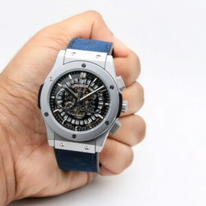Hublot Bigbang Watch AAA Silver Blue Leather strap